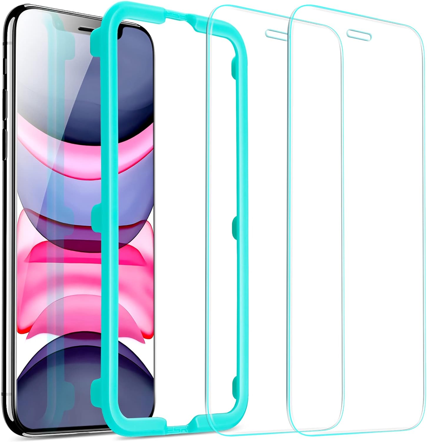 ESR Tempered-Glass for iPhone 11 Screen Protector/iPhone XR Screen Protector [2 Pack][Easy Installation Frame][Case Friendly], Premium Tempered Glass Screen Protector for iPhone 11/iPhone XR.