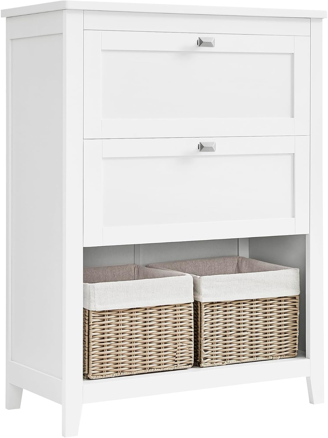 VASAGLE Bathroom Cabinet, Storage Cabinet, 2 Drawers with 1 Set of Adjustable Dividers, 2 Baskets, Side Board, 30 x 60 x 80 cm, Cloud White BBC545W02.