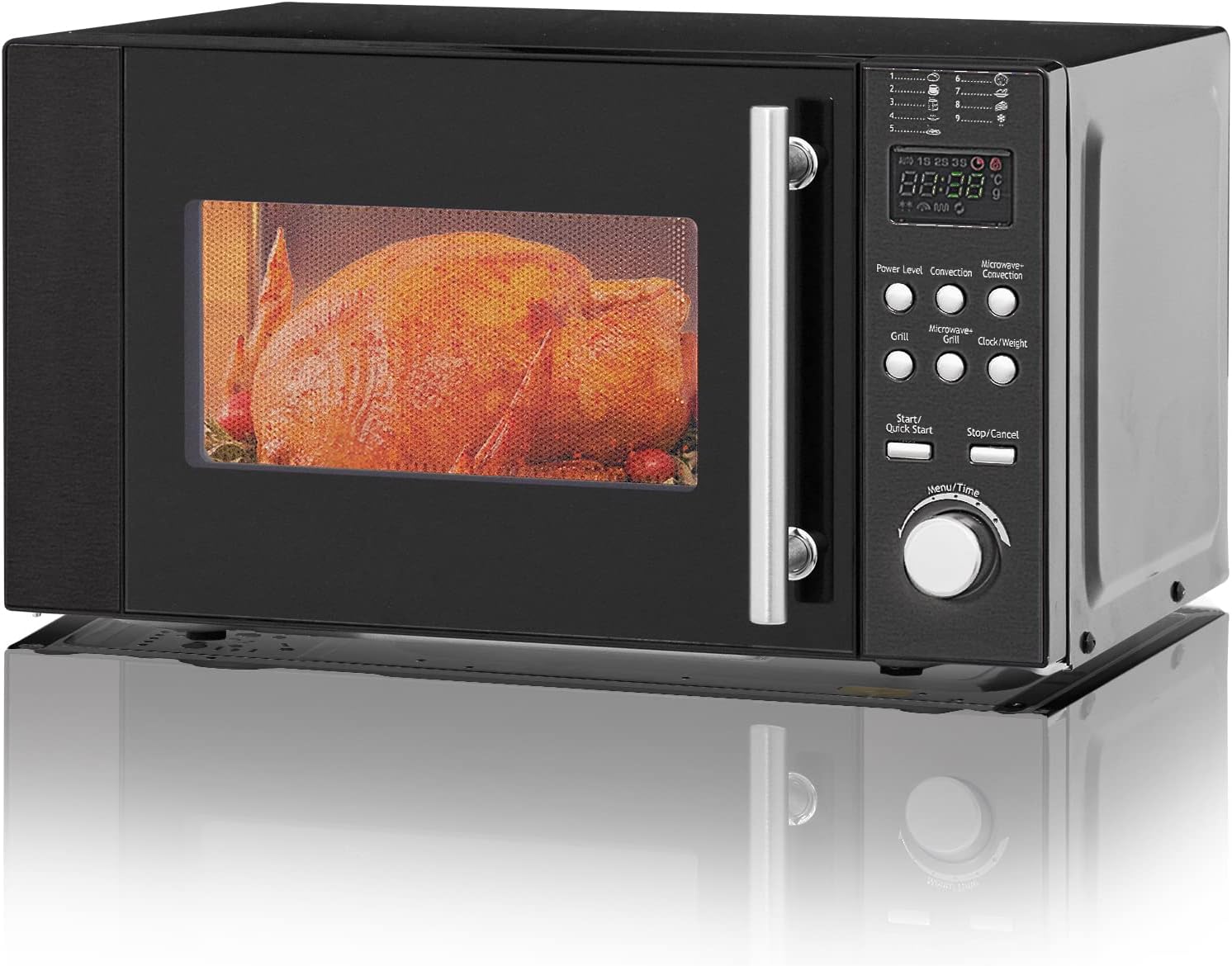 Techomey 20L Combination Microwave Oven and Grill, Convection Microwave 2200W, Countertop Microwave 800W with Turnable Tray, Digital Microwave with Grill 1200W, 9 Auto Menus, 11 Power Levels.