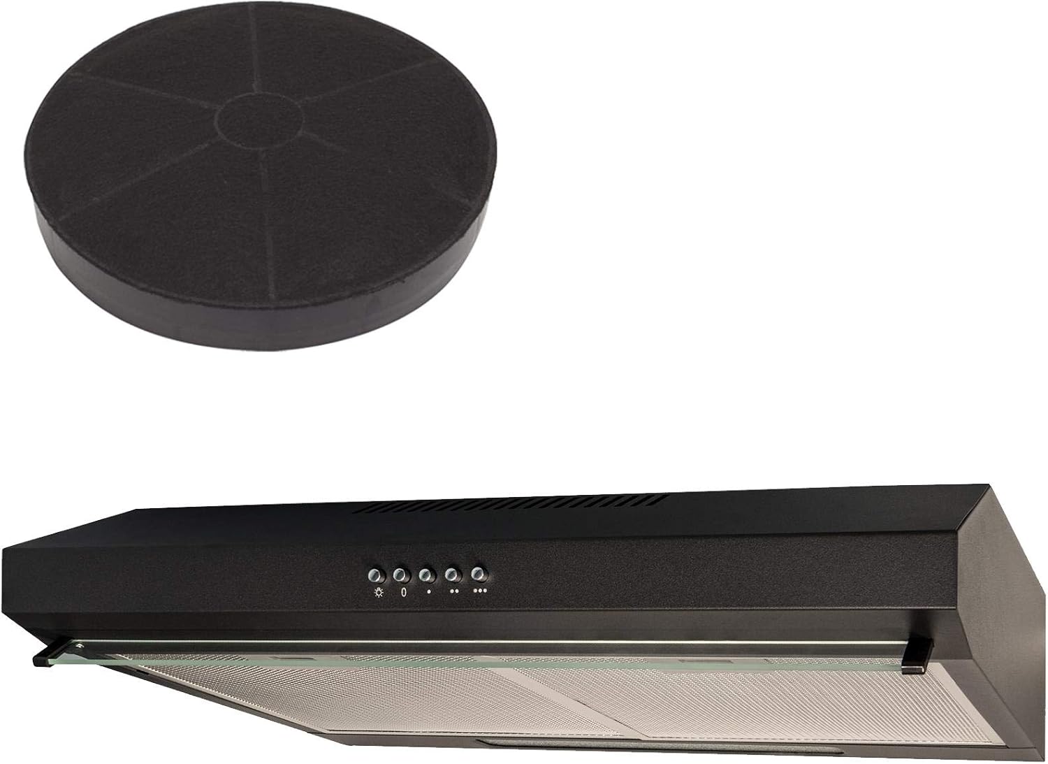 SIA STH50BL 50cm Black Slimline Visor Cooker Hood Kitchen Extractor And Filter.