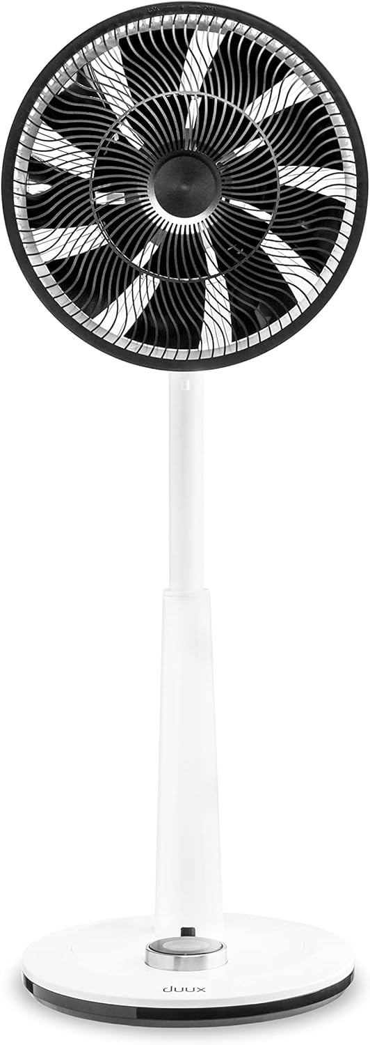 Duux Whisper Standing Fan, with Remote Control, 26 Cooling Speeds, Height Adjustable, Multi-direction Oscilating, Powerful & Ultra Quiet Fan With Night Mode, Timer, White.