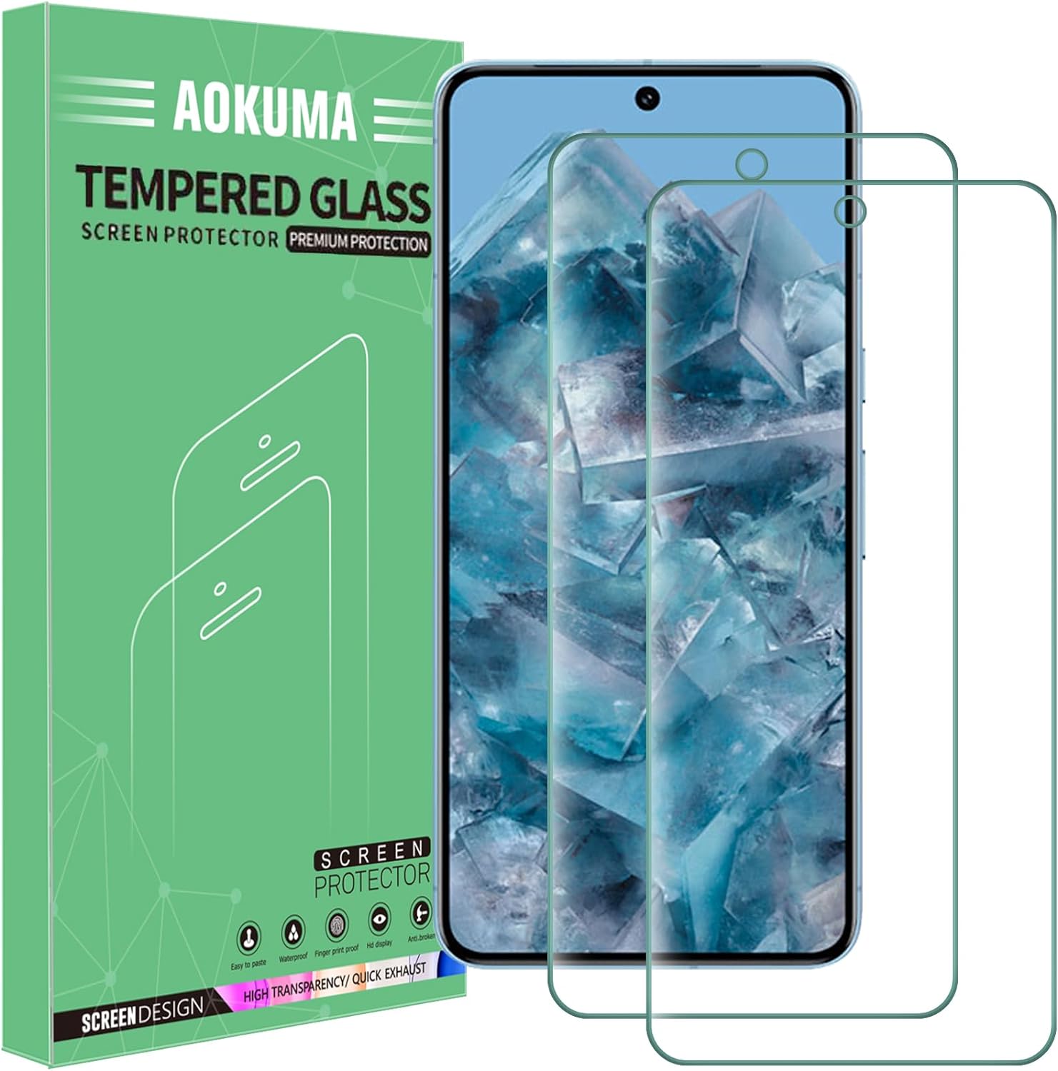 AOKUMA Tempered Glass for iphone 15/iphone 15 Pro Screen Protector, [2 Pack] Premium Quality Guard Film, Case Friendly, Shatterproof, Shockproof, Scratchproof oilproof.