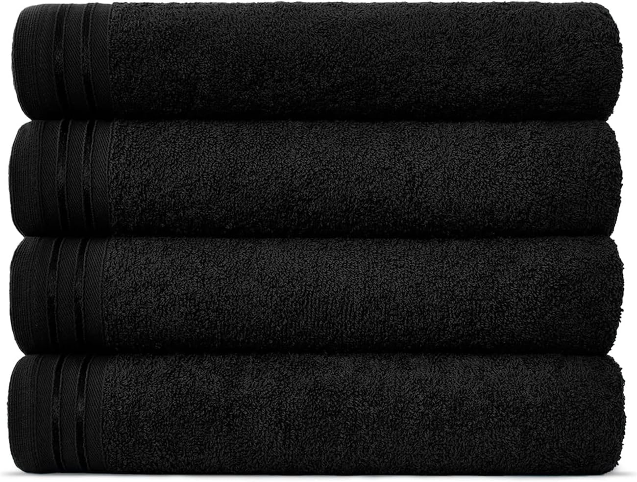 Lions Bath Towels - Set of 4 Bathroom Large Bath Sheets, 100% Luxury Cotton, 500 GSM 75X135CM, Highly Absorbent and Quick Dry Extra Large Bath Towel, Bathroom Accessory Set, Black.