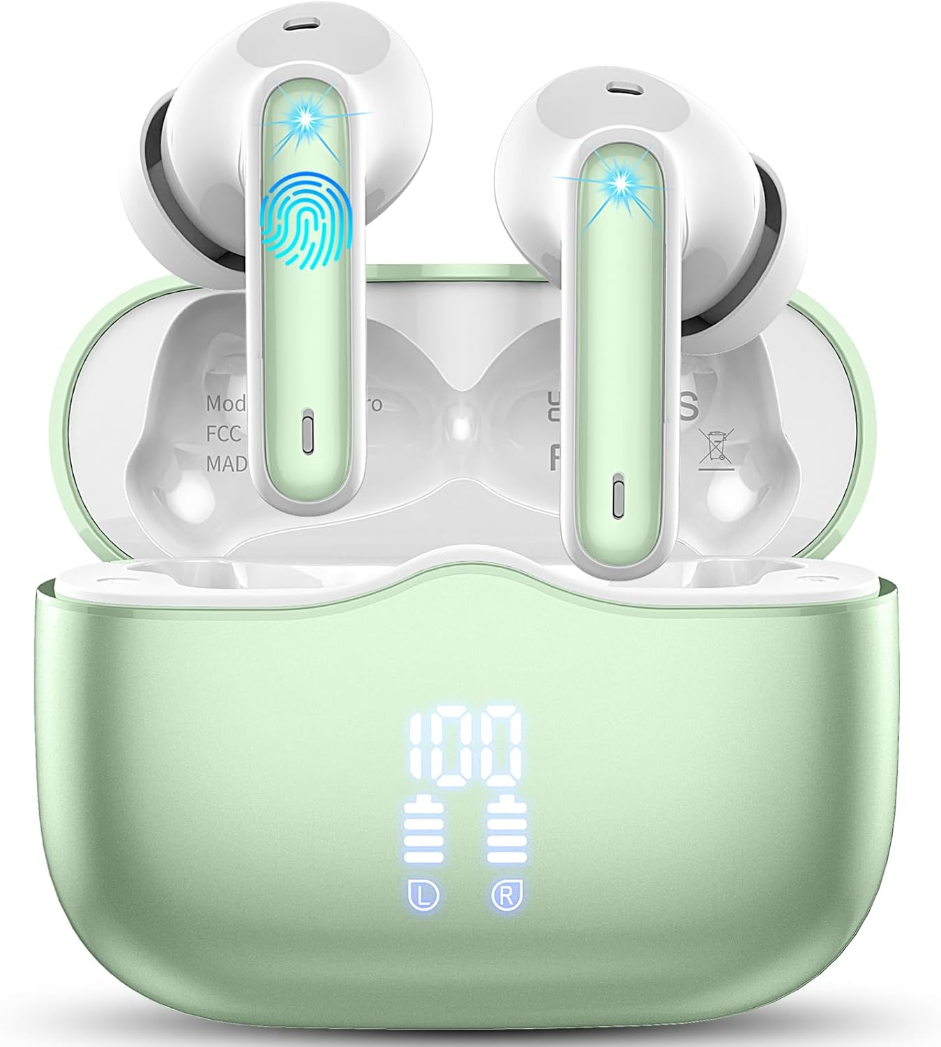 Wireless Earbuds, Bluetooth 5.3 Headphones Wireless Earphones, 2024 In Ear buds Wireless Earbuds, 4 ENC Noise Cancelling Mic Wireless Headphones, IP7 Waterproof, 40H Playtime, Mini Ultra Light, Black.