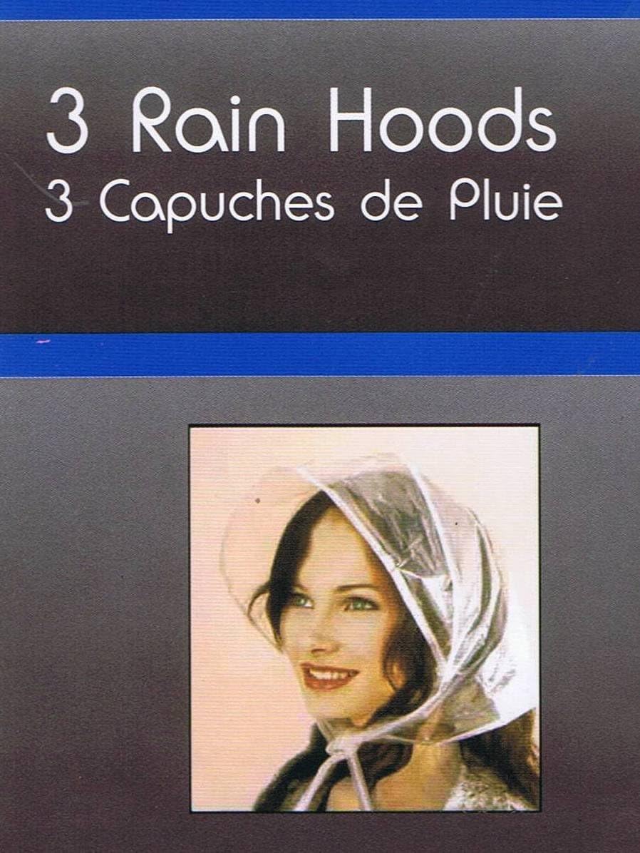 CLEAR PLASTIC RAIN HOODS 3PACK.