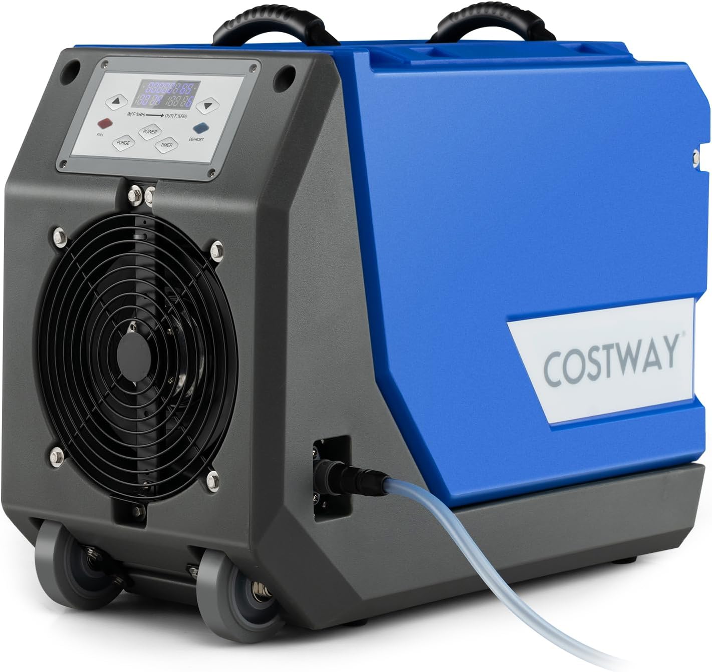 COSTWAY 85L/Day Commercial Dehumidifier, Industrial Air Dehumidifiers Building Dryer with Pump, 24H Timer, Auto Defrost, Memory Starting, Drain Hose, Wheels & Handle, Air Circulation 341m3/h.