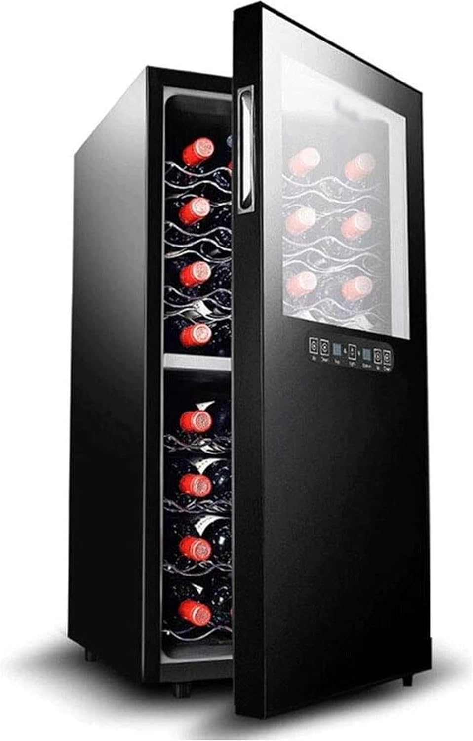 QPZMALSKY Double Zone Wine Refrigerator - 24 Bottles Of Integrated Or Independent Compressor Wine Without Frost, Quiet Thermoellect Wine Refrigerator.