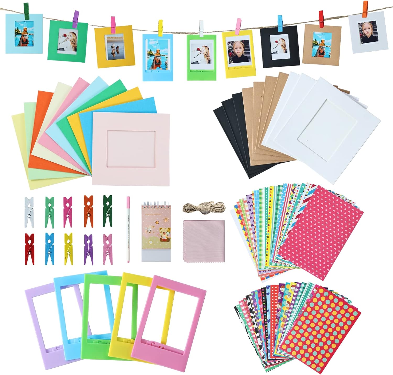 8 in 1 Colorful Bundle Kit Accessories Compatible with Fujifilm Instax Mini 11 90 70 9 8+ 8 LiPlay Instant Camera, Polaroid Snap SnapTouch PIC-300 Z2300 Instant Camera.