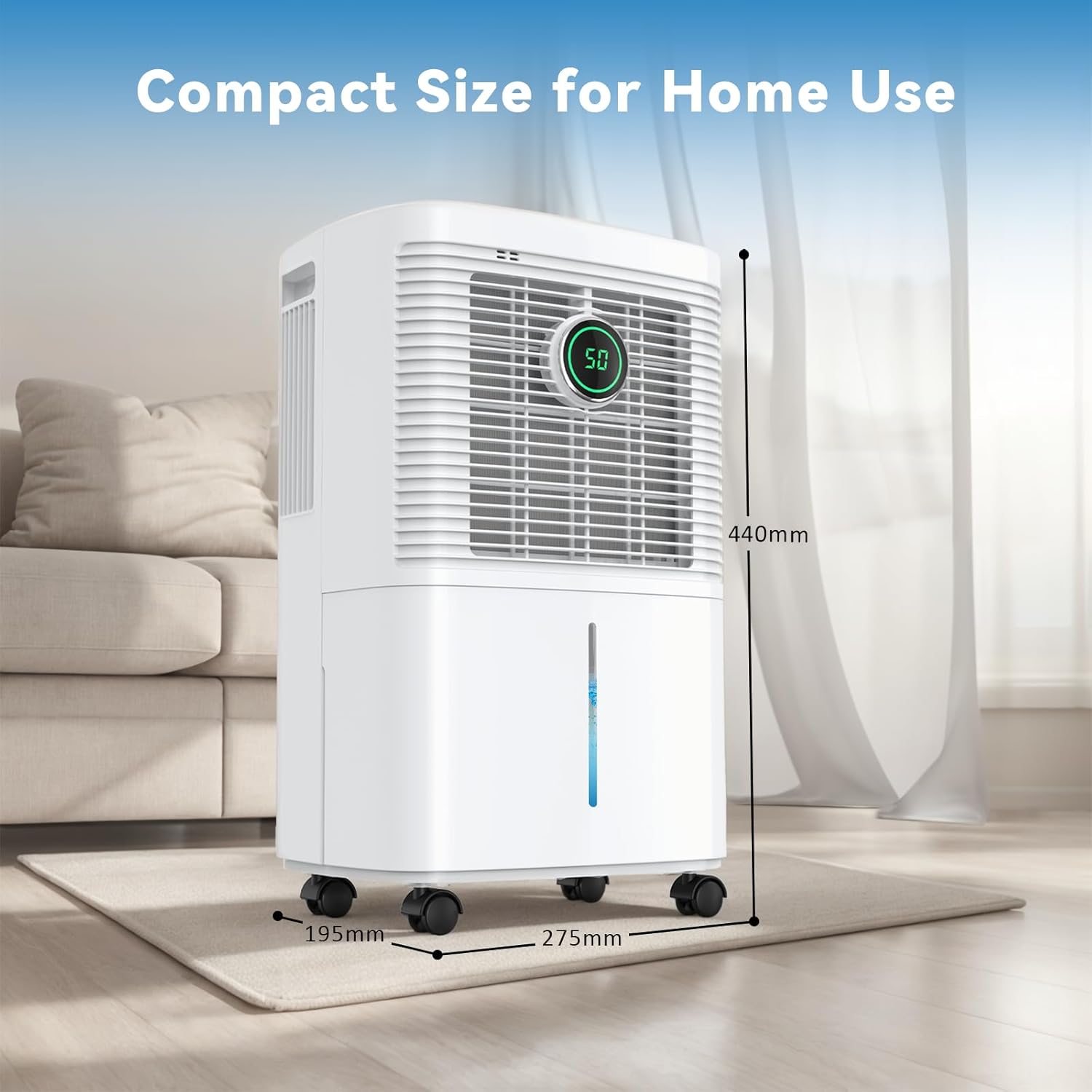 Innvitop 12L/Day Dehumidifiers for Home Damp with Digital Humidity Display, 24H Timer, Continuous Drainage Dehumidifiers for Drying Clothes Bedroom Basement.