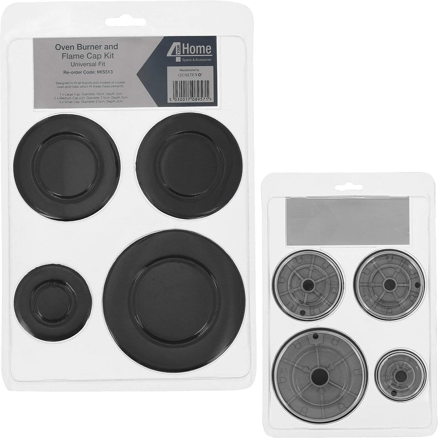 MasterPart Oven Cooker Hob Gas Burner Crown & Flame Cap Kit (Small, Medium & Large, 55mm - 100mm).