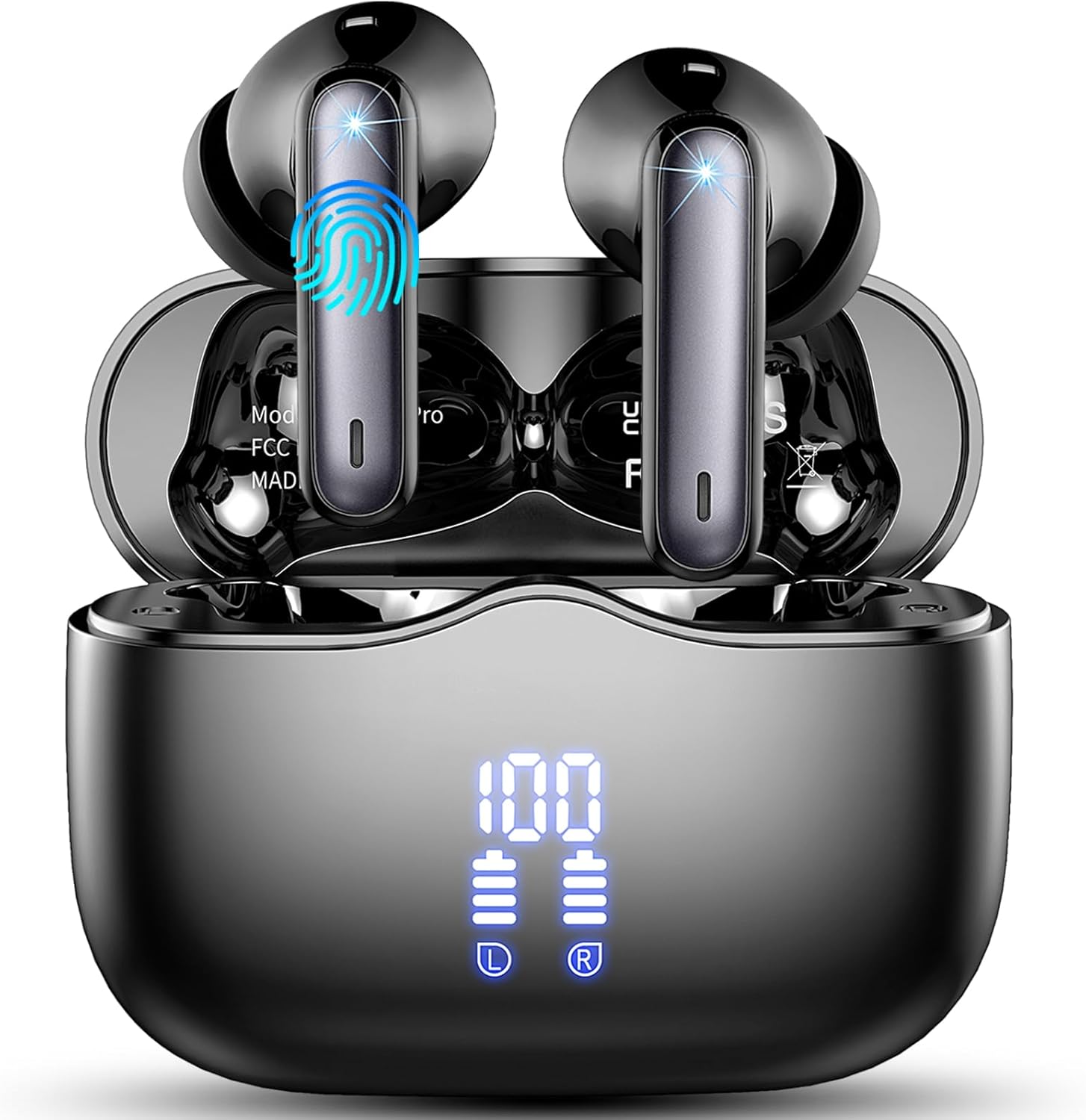 Wireless Earbuds, Bluetooth 5.3 Headphones Wireless Earphones, 2024 In Ear buds Wireless Earbuds, 4 ENC Noise Cancelling Mic Wireless Headphones, IP7 Waterproof, 40H Playtime, Mini Ultra Light, Black.