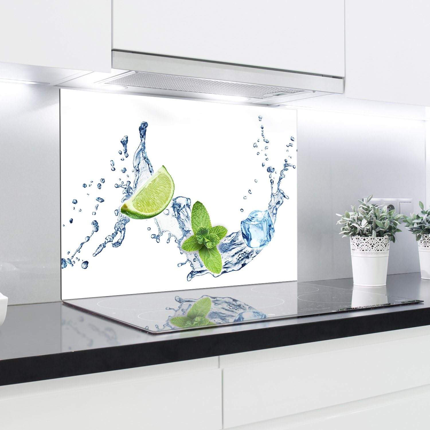 Splashback Tempered Glass Heat Resistant Toughened Decorative – 90 x 65 cm – 4 mm Thick – Perfect behind Gas, Ceramic and Induction Cookers – Easy to Clean and Hang.