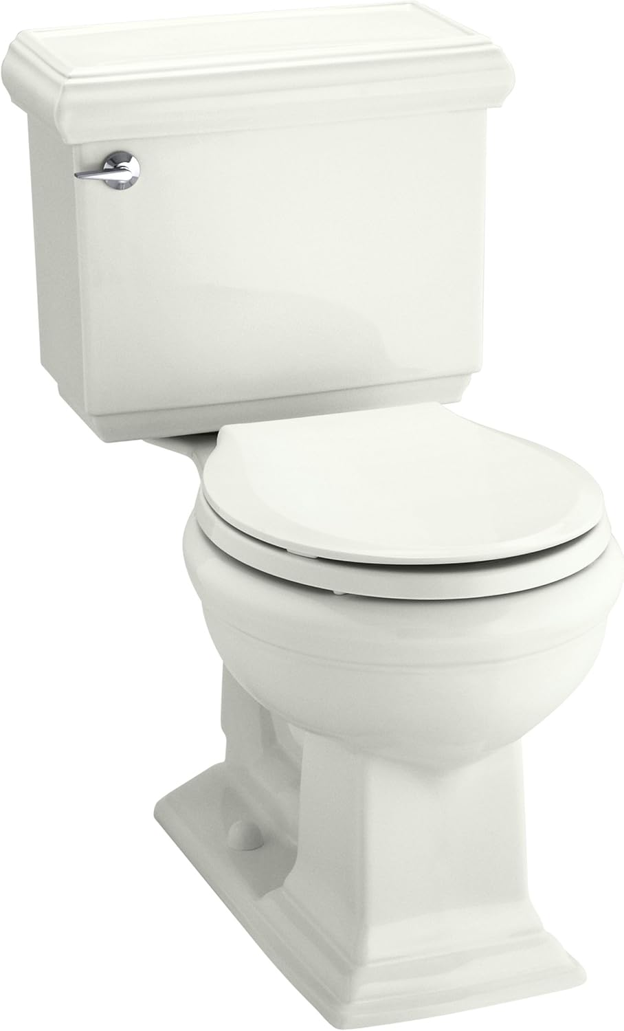 KOHLER K-3986-NY Memoirs Classic Comfort Height Two-Piece Round-Front 1.28 GPF Toilet with Aqua Piston Flush Technology and Left-Hand Trip Lever, Dune.