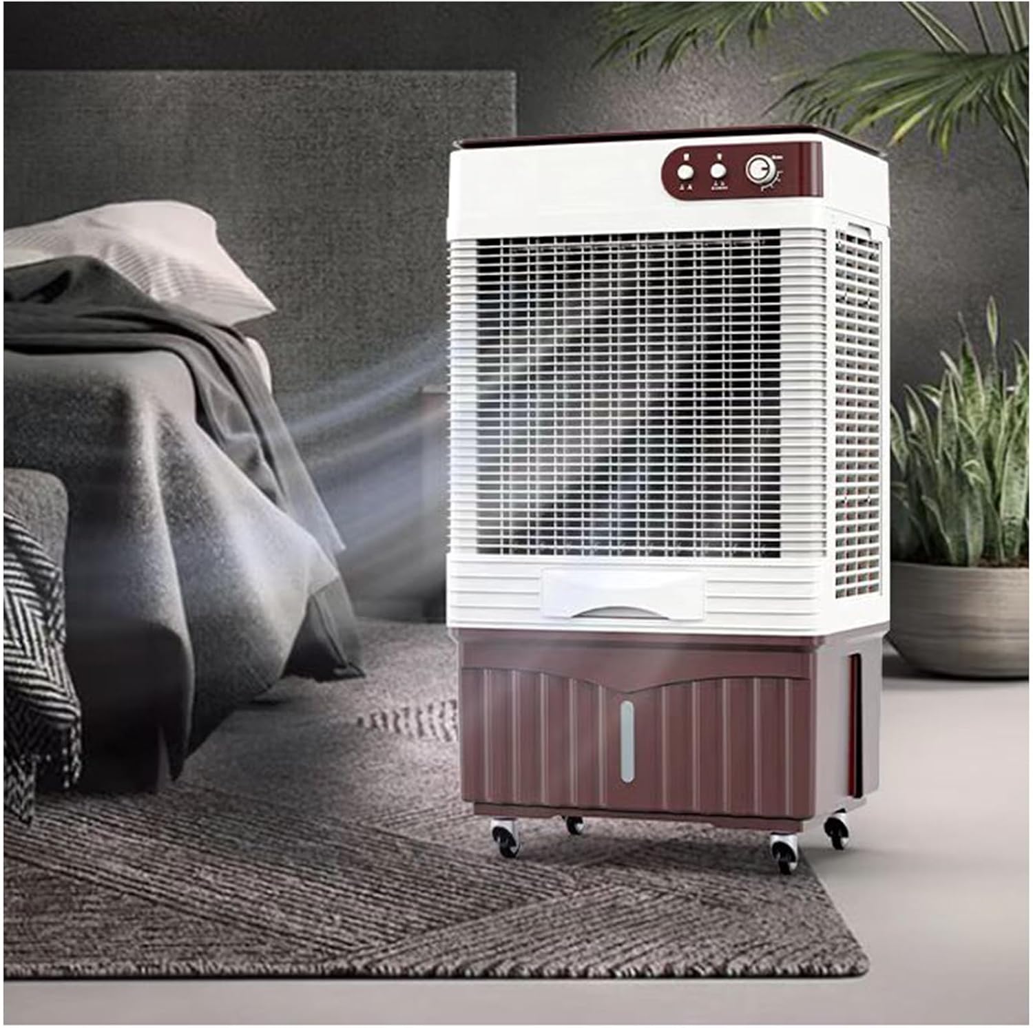 Commercial Air Conditioner Wet Curtain on Three Sides Fast Cooling Three Wind Speeds Large Air Volume 60L Water Tank Movable Air Conditioner Wide-angle Air Supply.