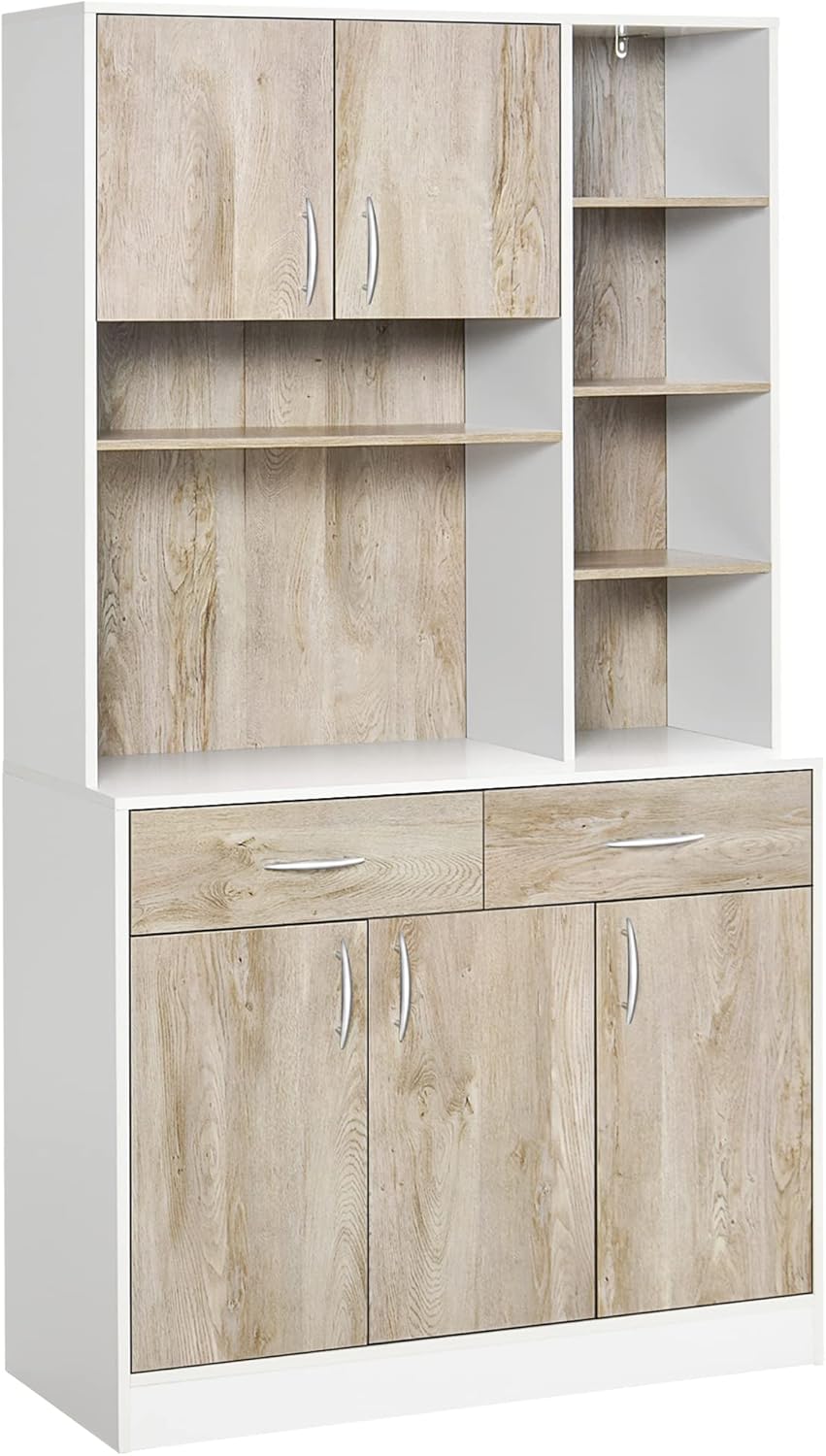 HOMCOM Kitchen Cupboard Sideboard Storage Cabinet Unit with Counter Top, Adjustable Shelves, Drawers for Dining Room, Living Room.