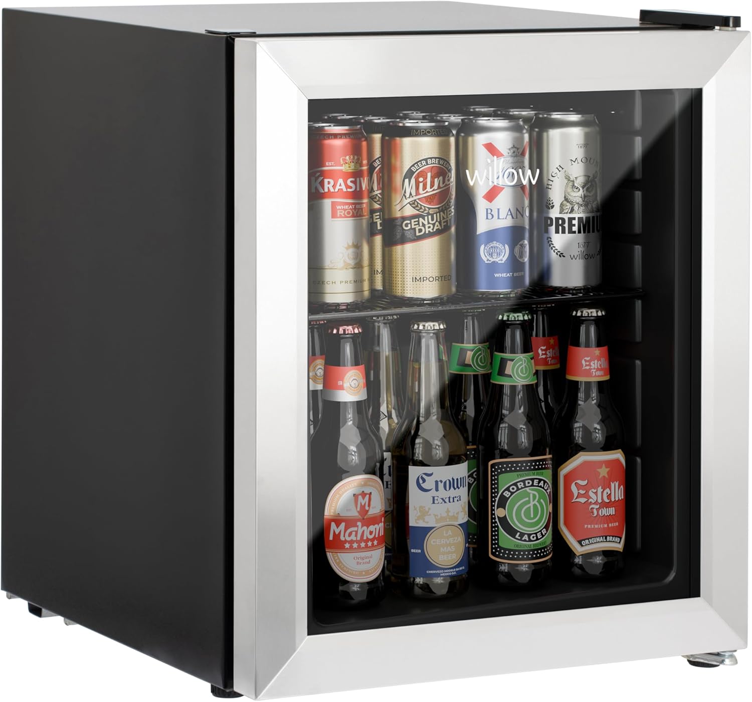 Willow WBC48SS 48L Table Top Beverage Cooler with Triple Glazed Glass Door, Adjustable Thermostat, 2 Years Warranty – Stainless Steel.