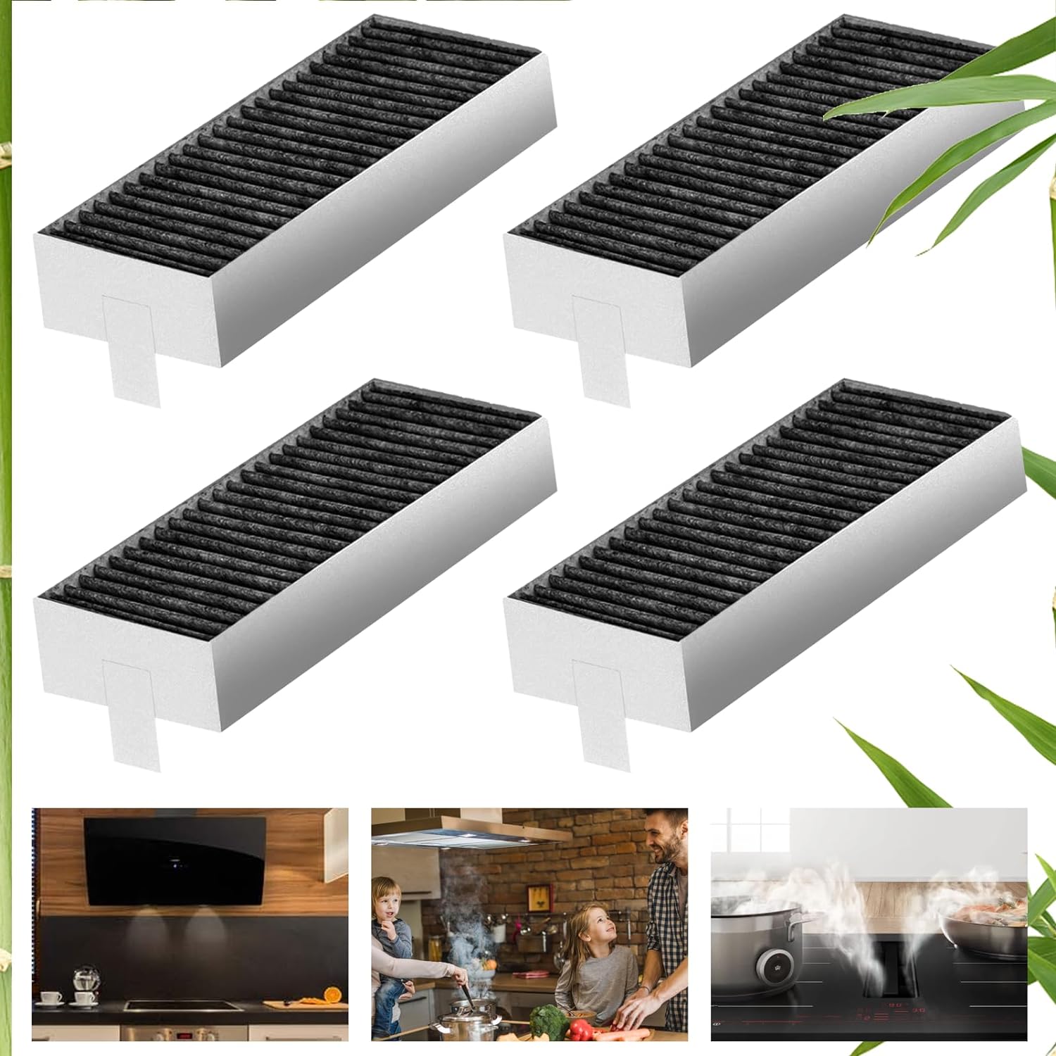 4 x activated carbon filters for cooker hood, Sporgo recirculation replacement filter accessories for Siemens HZ9VRCR0 17004796, Bosch HEZ9VRUD0 17004805, Neff Z821VR0, Gaggenau CA282111, Constructa.