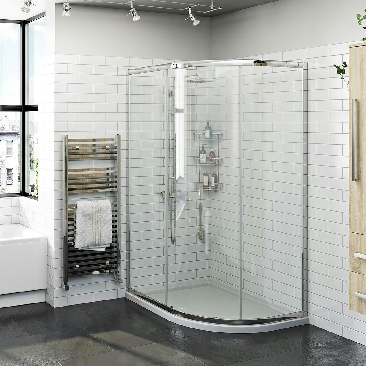 Orchard 6mm one Door Offset Quadrant Shower Enclosure 1200 x 900.