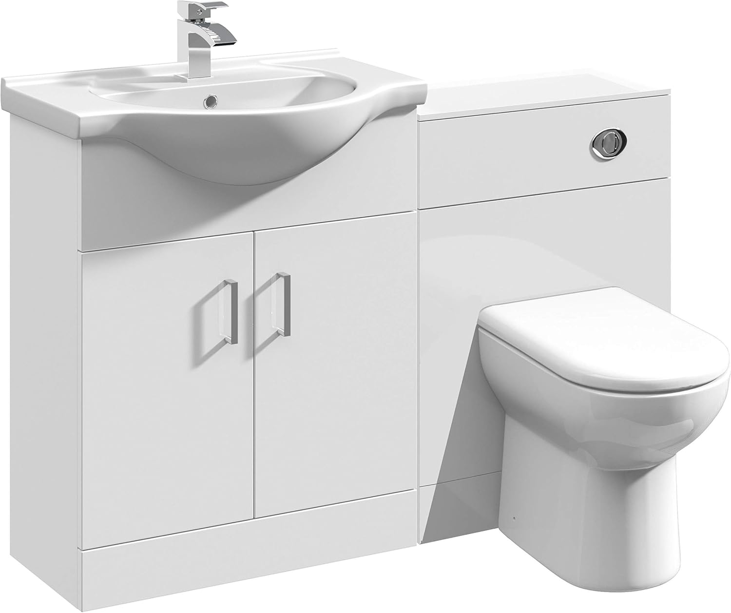 VeeBath Linx 950 Vanity Unit Furniture Set, Wash Basin Bathroom Sink, WC, BTW Toilet Pan, Soft Close Toilet Seat, Concealed Cistern-White (Flat Pack).