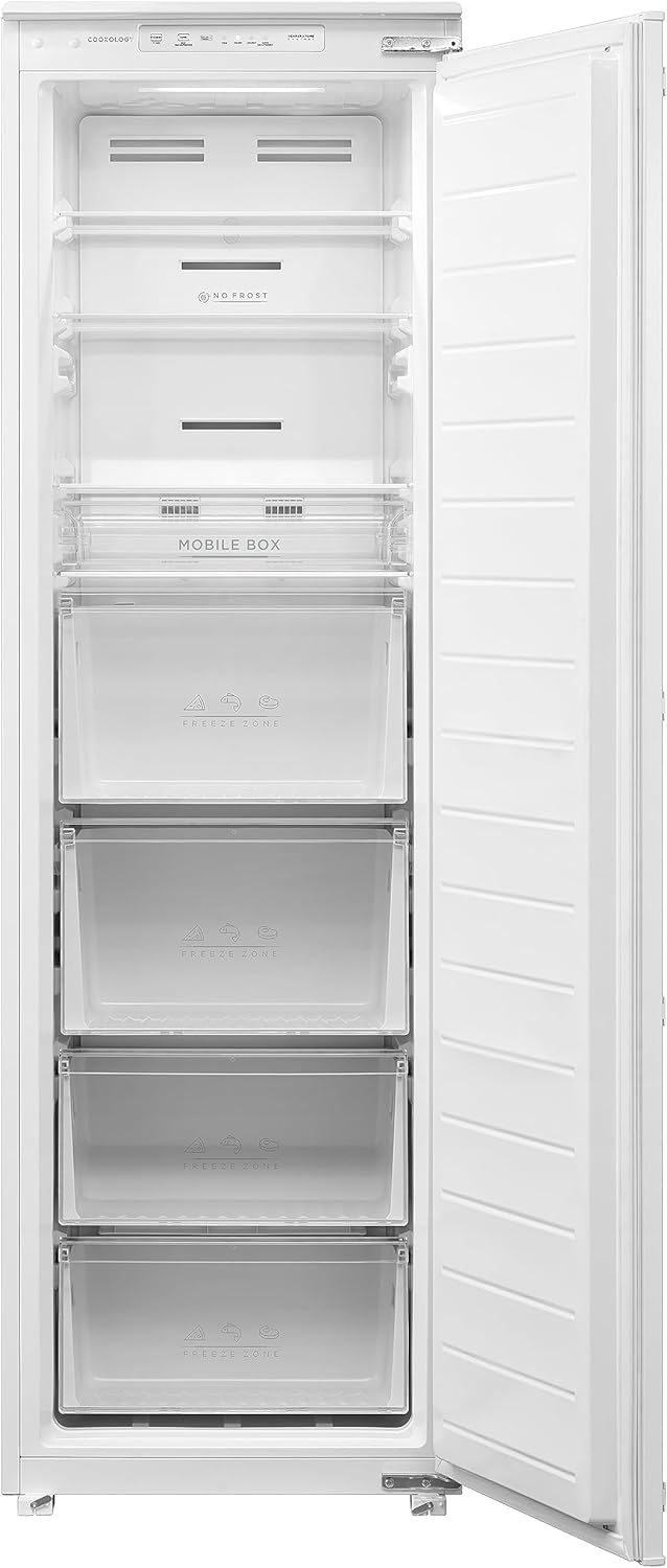 Cookology CITDFRZ177 Built In Tall Integrated Freezer, 212 Litre Capacity, Frost Free with Adjustable Temperature Control - in White.