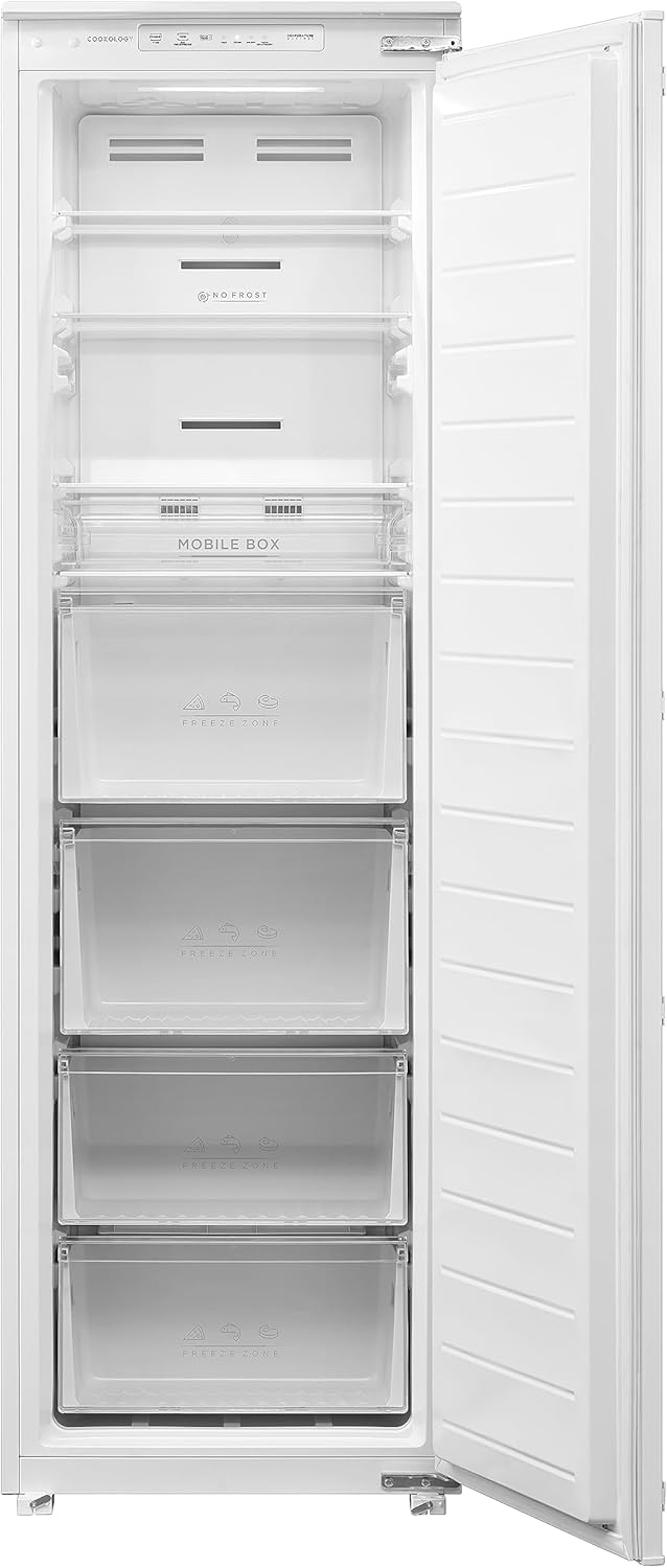 Cookology CITDFRZ177 Built In Tall Integrated Freezer, 212 Litre Capacity, Frost Free with Adjustable Temperature Control - in White.