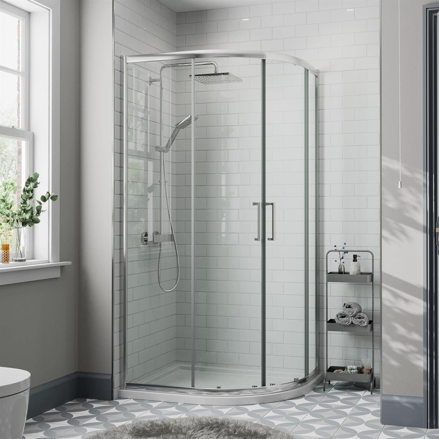 900 x 900 mm Quadrant Shower Enclosure 8mm Easy Clean Glass Sliding Shower Cubicle Door Tempered Safety Glass.