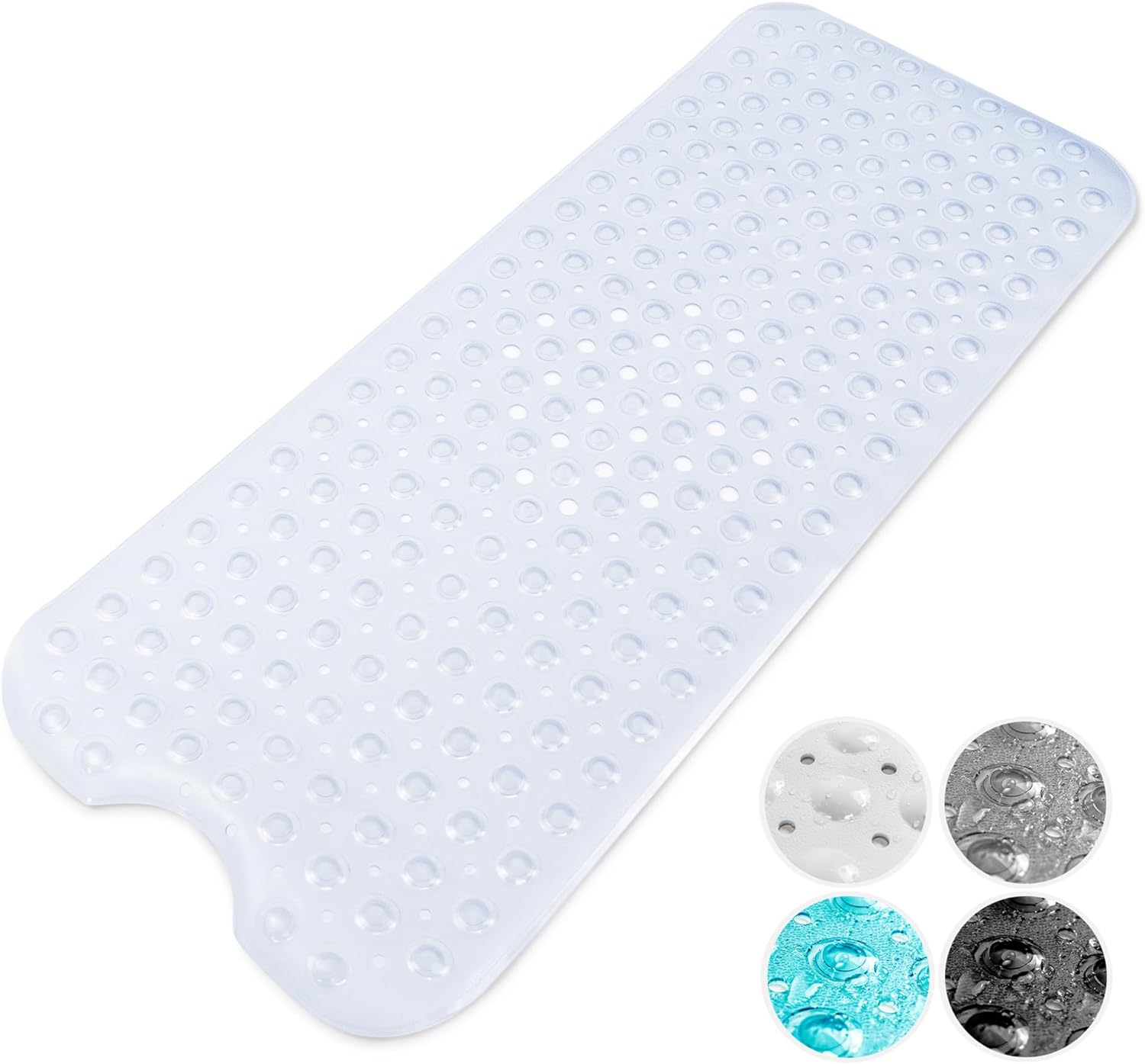 KEPLIN Premium Non-Slip Bath Mat - 200 Suction Cups, BPA, Latex Free, Mildew Resistant, Machine Washable - Safe, Durable & Comfortable for Shower Runner & Bathroom Tubs Extra Long (40x100cm) - Black.