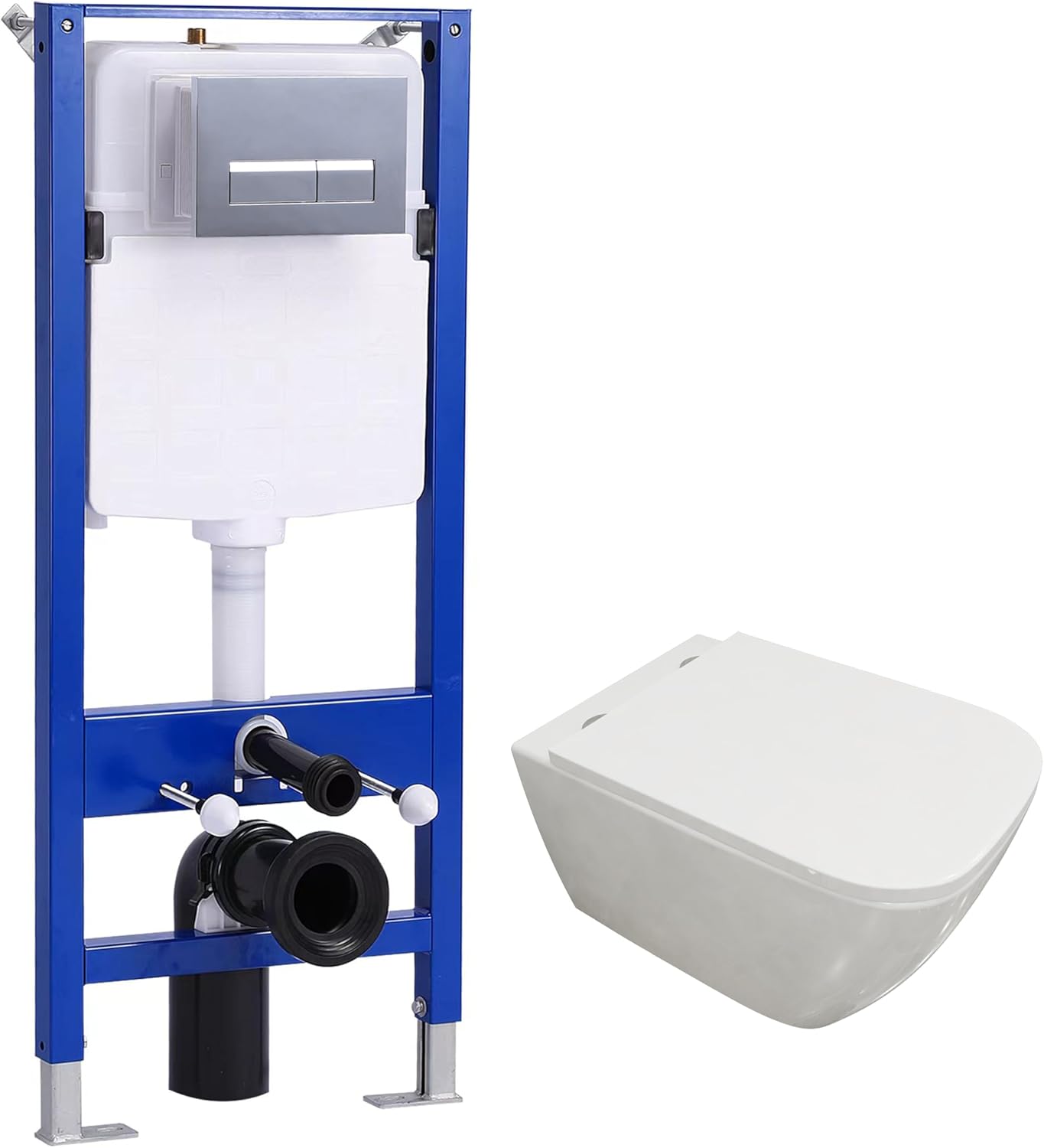 Bathroom 1140MM Concealed Cistern with Rimless Round Wall Hung Toilet.