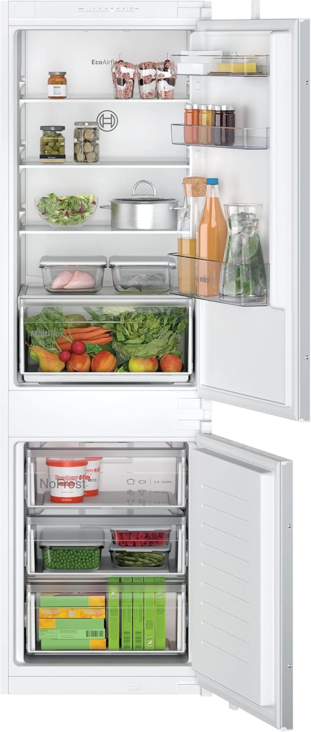 Bosch KIN86NSE0G Fridge Freezer with sliding hinge, NoFrost, MultiBox Food Preservation System, Eco Airflow, Integrated, 177.2 x 54.1cm.