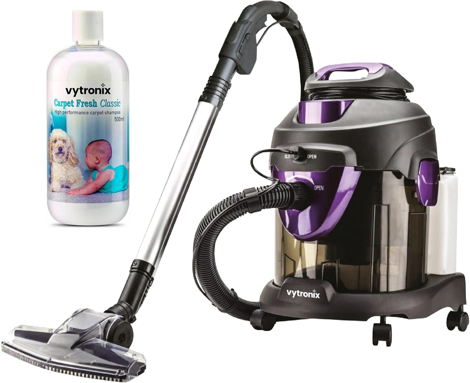 VYTRONIX WSH60 Multi-Function Wet & Dry Vacuum Cleaner & Carpet Cleaner | Portable 4-in-1 Carpet Washer and Floor Cleaner with Blower Function | Dust, Odour and Stain Remover | Powerful 1600W Motor.