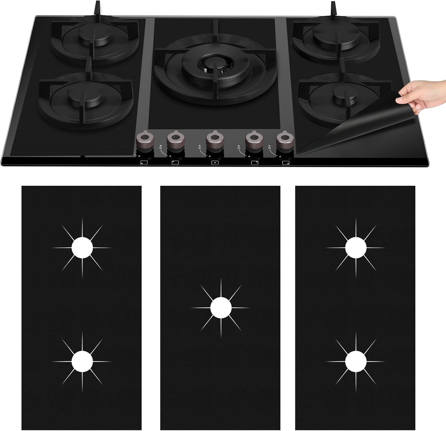 Finetoknow Gas Hob Covers Gas Stove Cover Gas Range Protectors Gas Hob Mat Reusable Non-Stick 52.8 * 78CM Free Cutting High Temperature Resistant Hob Protector for Gas Cookers.