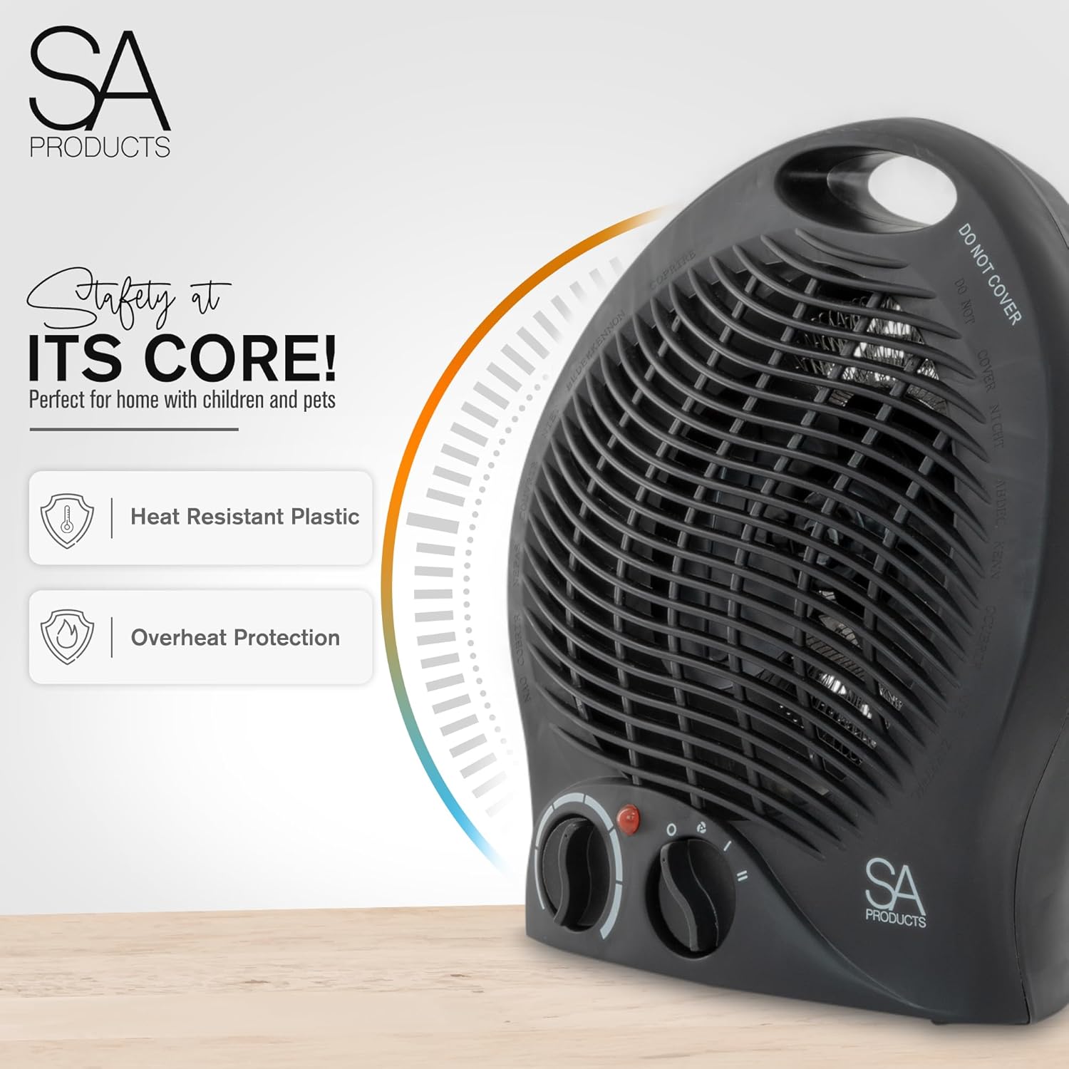 SA Products Fan Heater, Electric Heater, Portable Heater with 2 Heat Settings | Electric Fan Heater with Overheat Protection | Heaters for Home, Room Heater, Heaters for home Low Energy Silent (Black).