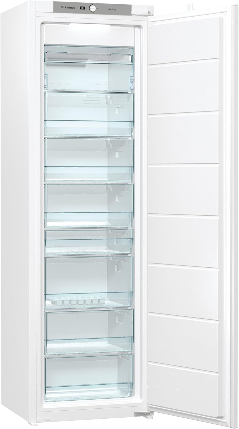 Hisense FIV276N4AWEUK Freestanding Frost Free Upright Freezer with Sliding Door Fixing Kit - E Rated - H177.2 x W54 x D54.5 (cm).