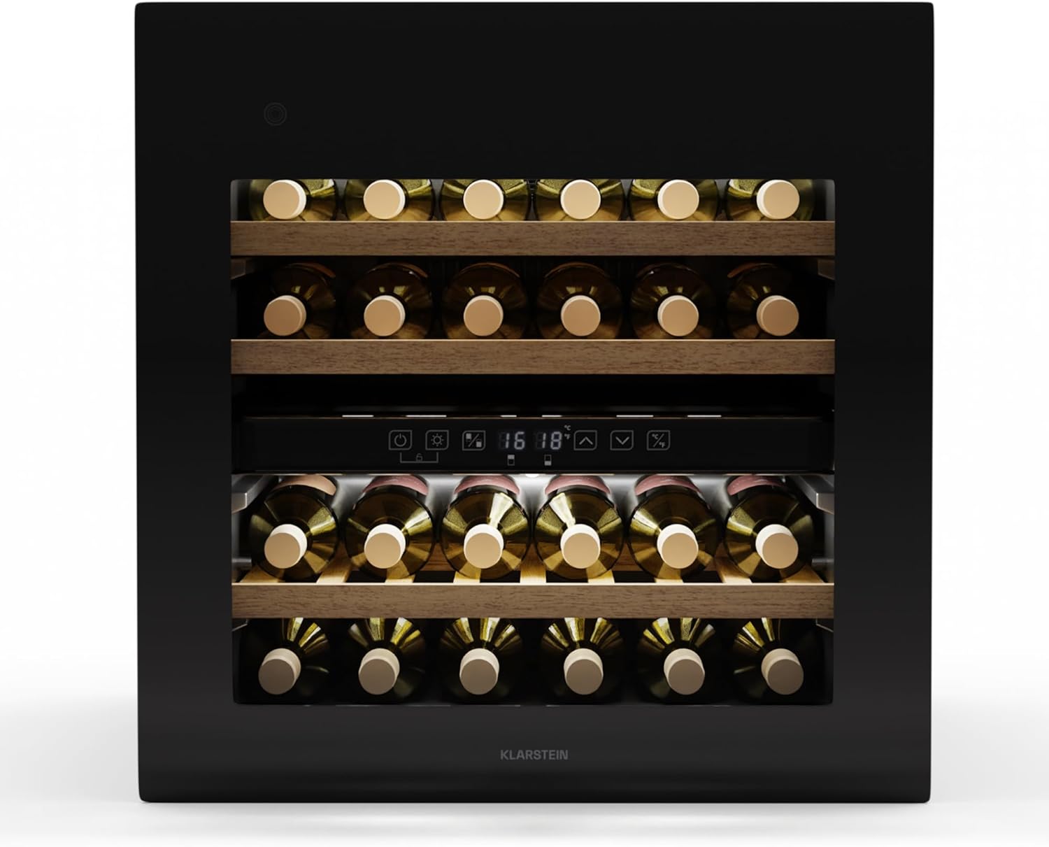 Klarstein Rhone 36 Duo Wine Fridge - 36 Bottle Capacity, Dual Zone, 5-22°C, Push-to-Open UV Door, LED Control & Lighting, Quiet 41 dB, White Wine Cooler.