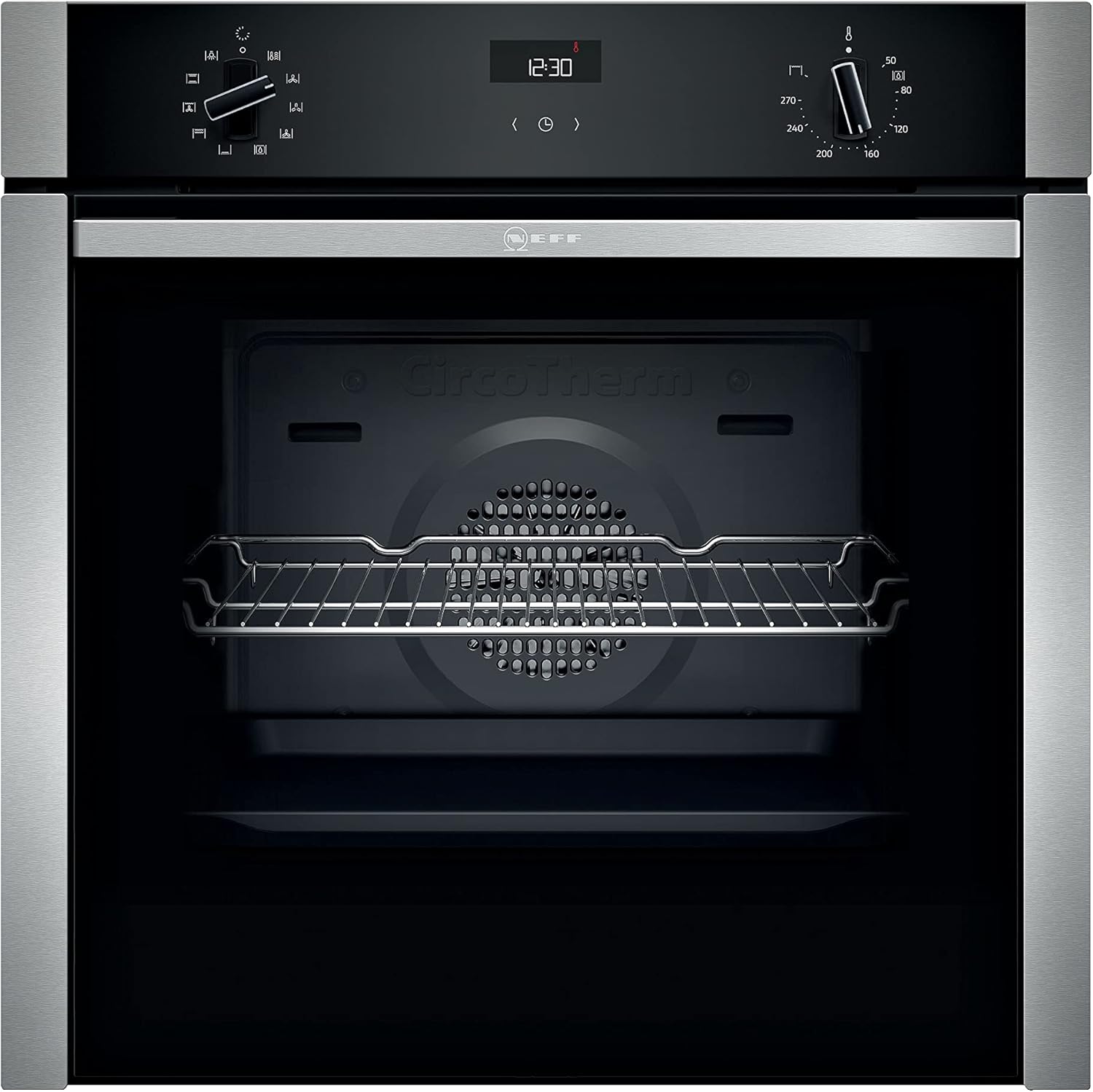 NEFF B3ACE4HN0B N50 Single Oven, Side & Hide with fixed handle and Cliprails.