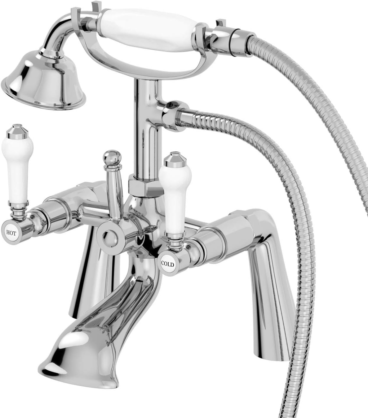 Bathroom Traditional Hot and Cols Basin and Bath Tap Set with Ceramic Levers.