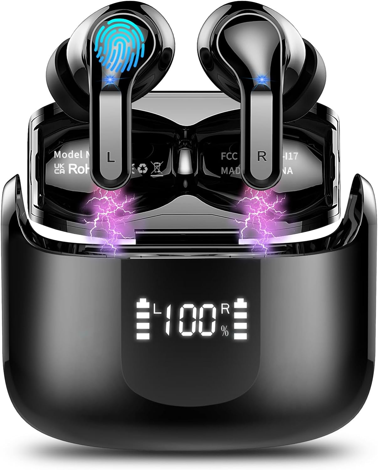 Wireless Earbuds, Wireless Headphones Bluetooth 5.3 Headphones with 4 ENC Mic, NEW 40H Bluetooth Earphones in Ear Deep Bass Noise Cancelling Bluetooth Earbuds Mini Ear Buds IP7 Waterproof LED Display