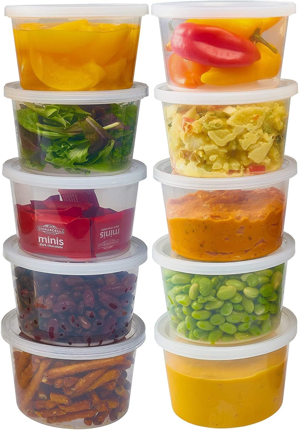 AVLASH® [25 Pack 450ml - 16oz Round Stackable Plastic Food Container Set With Lids - Reusable, Leakproof, Dishwasher & Microwave Safe, BPA Free Meal Prep Containers.