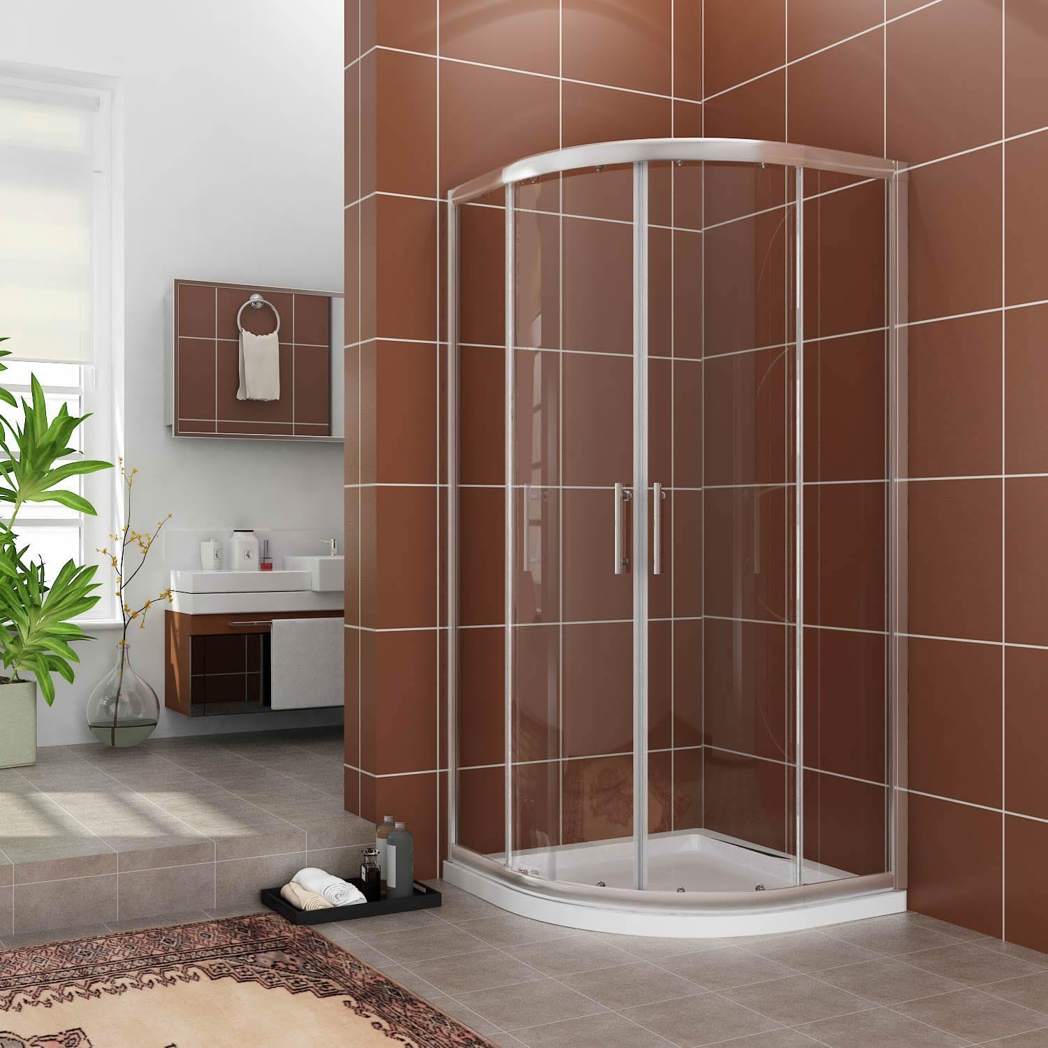 ELEGANT 800 x 800 mm Quadrant Shower Enclosure 6mm Easy Clean Glass Sliding Shower Cubicle Door.