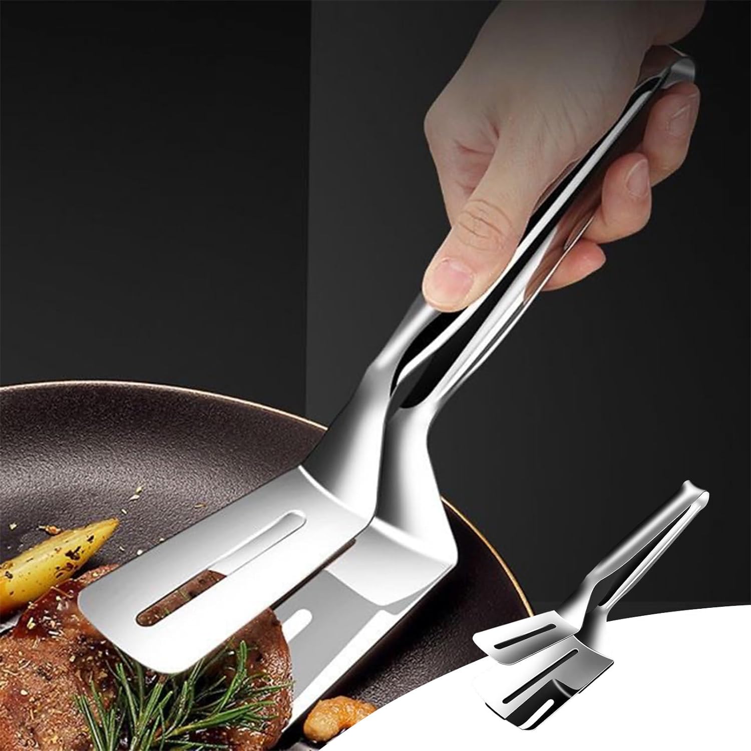 Kitchen Cooking Tongs, Multifunctional Stainless Steel Frying Spatula Clip Frying Fish Spatula Steak Spatula Home Kitchen Spatula Frying Steak Food Clip Todays Daily Deals Clearance My Orders.