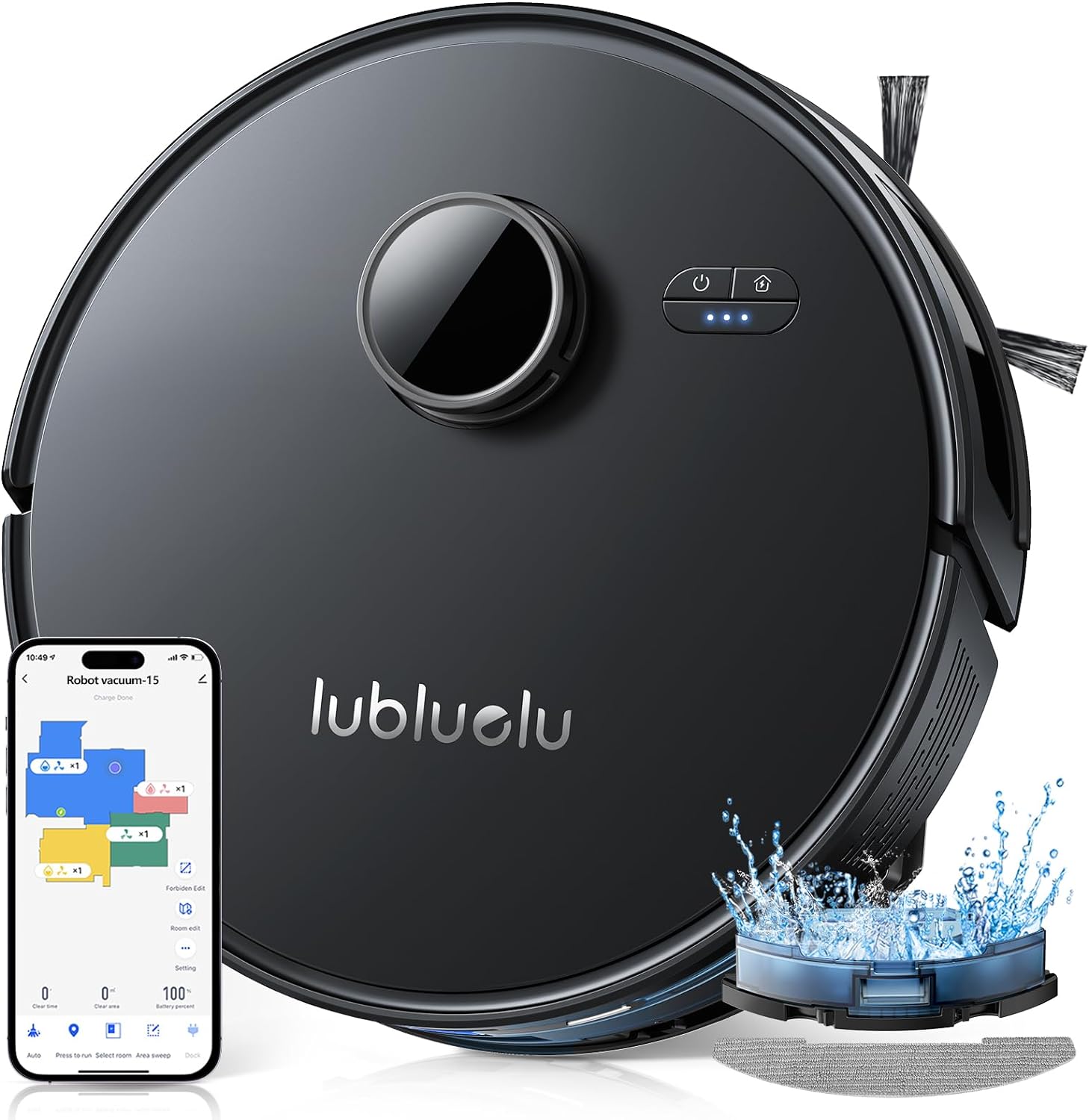 Lubluelu Robot Vacuum Cleaner with Mop, 5000Pa Suction, L15 Robot Vacuum 3 in 1 with Auto Carpet Boost,LDS Laser Navigation, WiFi/Alexa/APP, Super Thin Robotic Cleaner, Ideal for Pet Hair Hard Floor.