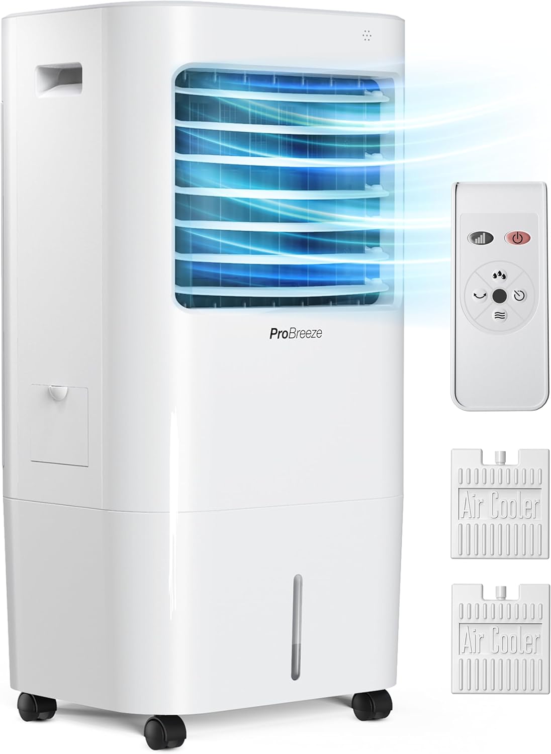 Pro Breeze 4-in-1 Air Cooler with 10 Litre Capacity, Remote Control, 3 Fan Speeds & LED Display. Powerful Evaporative Air Cooler with Built-in 7.5 Hour Timer & Automatic Oscillation for Home & Office.