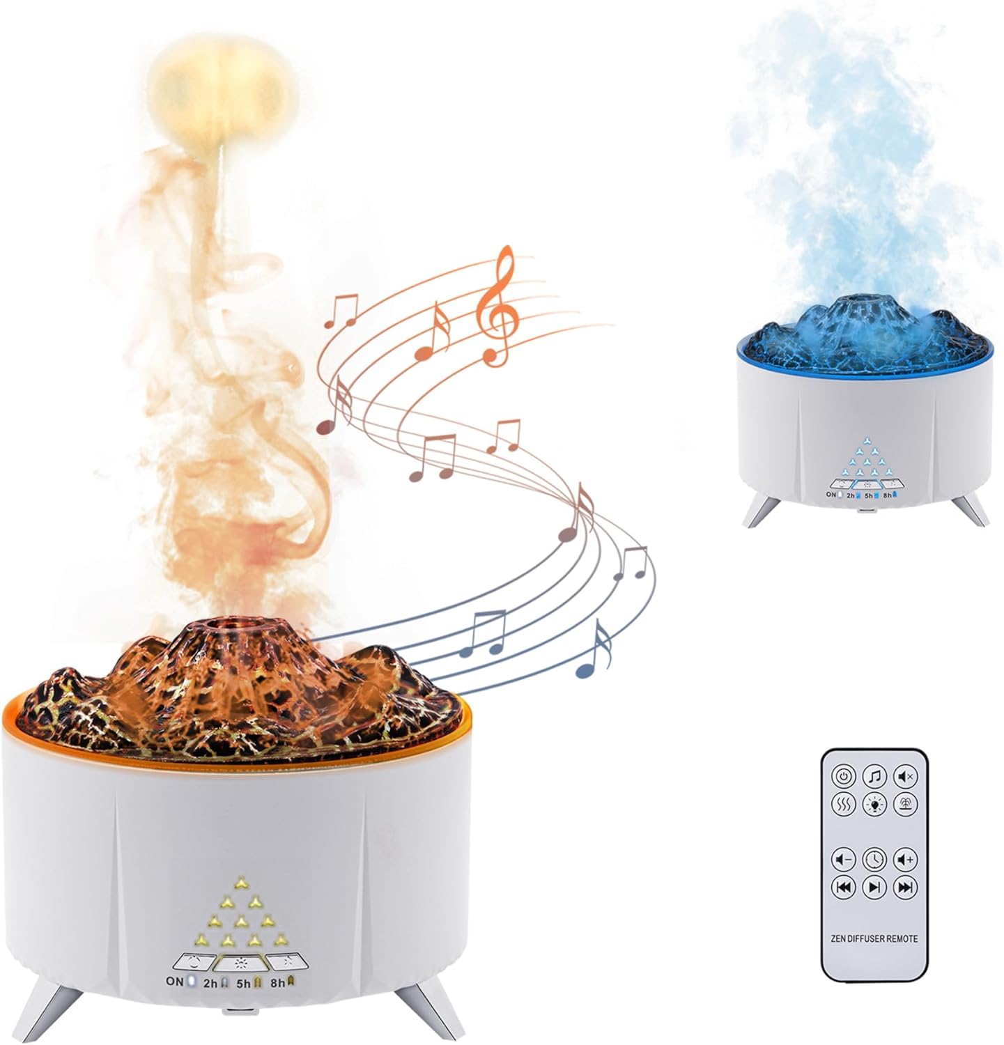 Mcbazel Volcano Humidifier with Jellyfish Mist, Flame Diffuser for Bedroom with Flame Night Light & Remote Control for Bedroom-360ml.