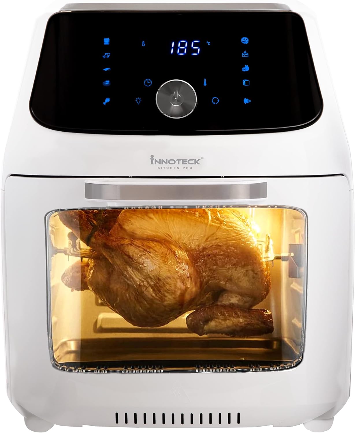 Innoteck Kitchen Pro 16Litre Digital Air Fryer Oven with Rotisserie Multi-functions Smart Cooker for Air Frying, Roast, Dehydrate, Fry, Bake and Reheat, white&silver, DS-5975.