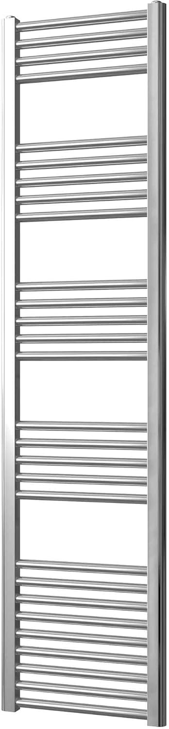 Greened House Chrome Straight Heated Towel Rail 400mm wide x 1600mm high Flat Central Heating Towel Radiator.