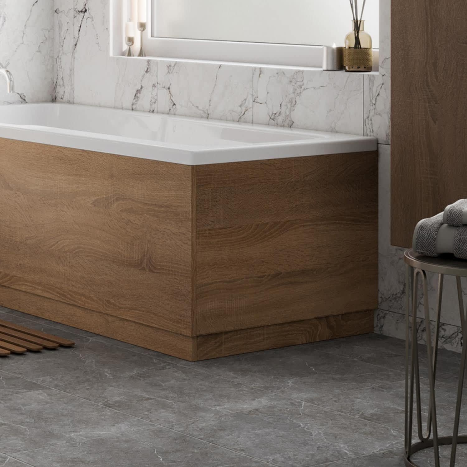 Vitusso® 750mm End Bath Panel LDF Modern Wooden Panels for Bathroom Baths Soaking Tubs Adjustable Plinth Oak Wood.