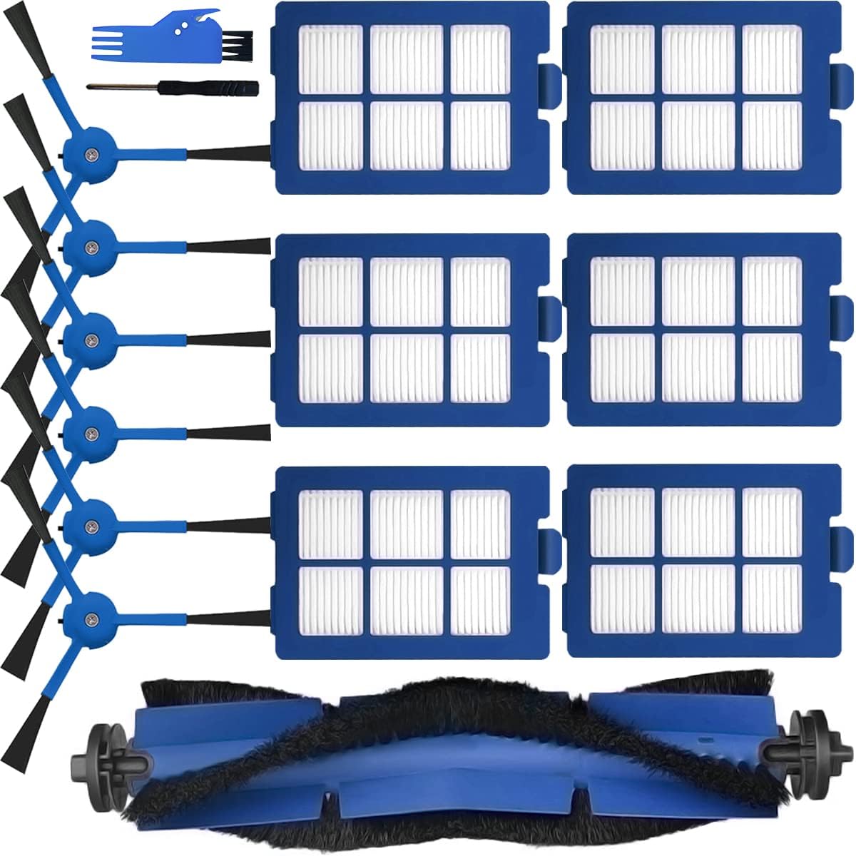 EATBALE Replacement Part Accessories for Eufy RoboVac X8 series Hybrid Robot Vacuum Cleaner, 1 x Main Brush, 6 x Side Brush, 6 x HEPA Filters, 1 x Cleaning Brush, 1 x Screwdriver (13Pcs).