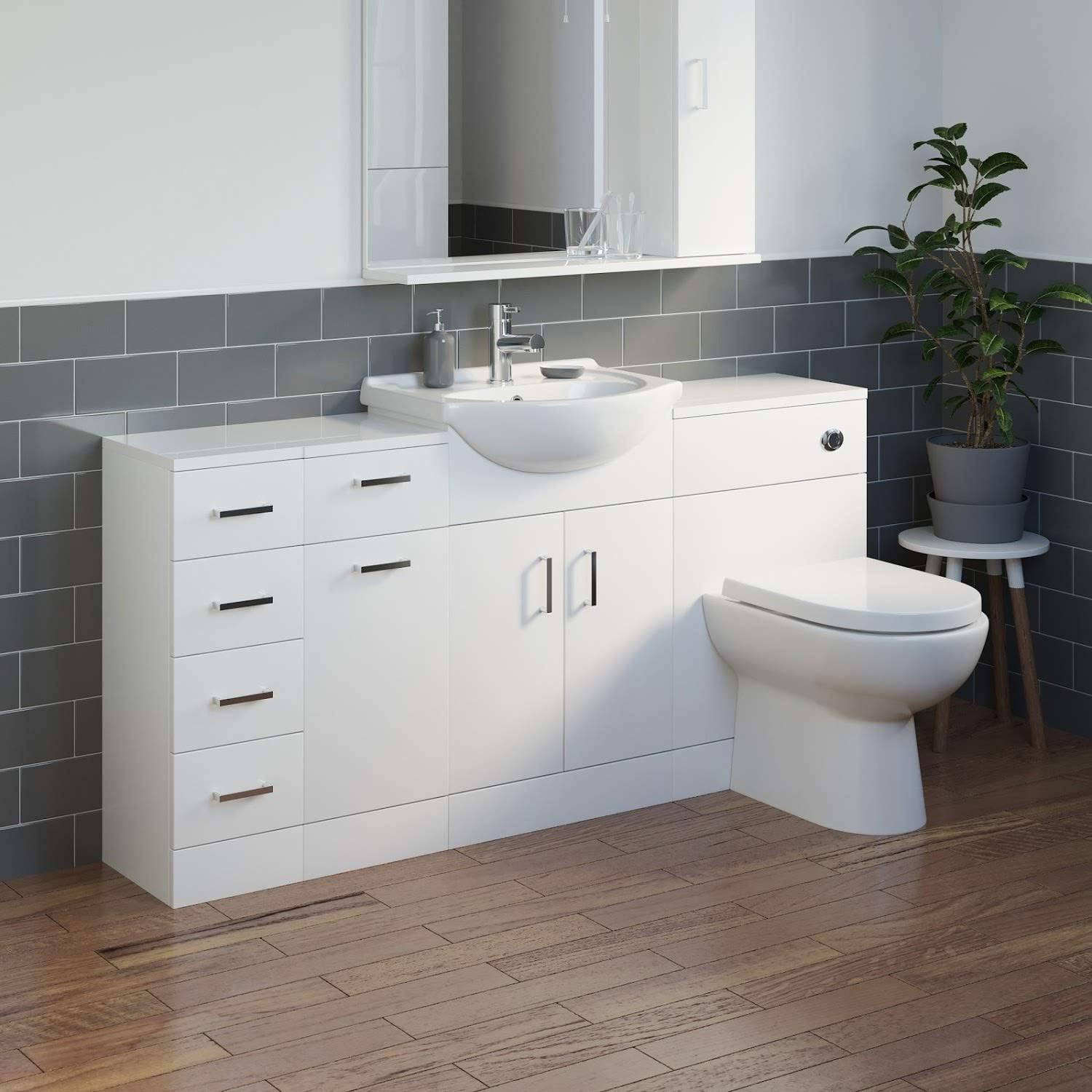 Affine Bathroom Vanity Unit Drawer Cabinet Laundry Storage Toilet Furniture Basin Sink.