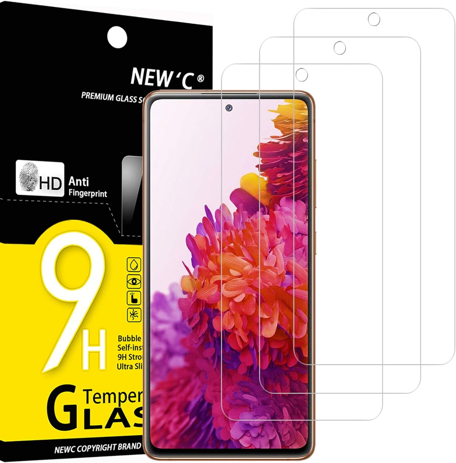 NEW'C 3 Pack Designed for Samsung Galaxy S20 FE / S20 FE 5G Screen Protector Tempered Glass,Case Friendly Scratch-proof, Bubble Free, Ultra Resistant.