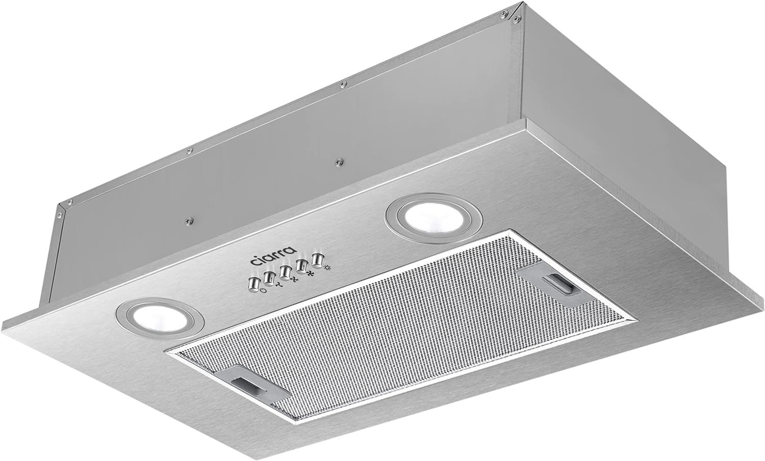 CIARRA Integrated Cooker Hood 52cm CBCS5913A Stainless Steel Built in Canopy Hood LED Light 3 Speeds Undercabinet Extractor Fan.